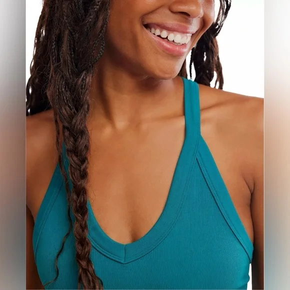 NWT Sold Out Color!Free People Movement All Clear V Neck Cami in Celestial Blue - Picture 4 of 7